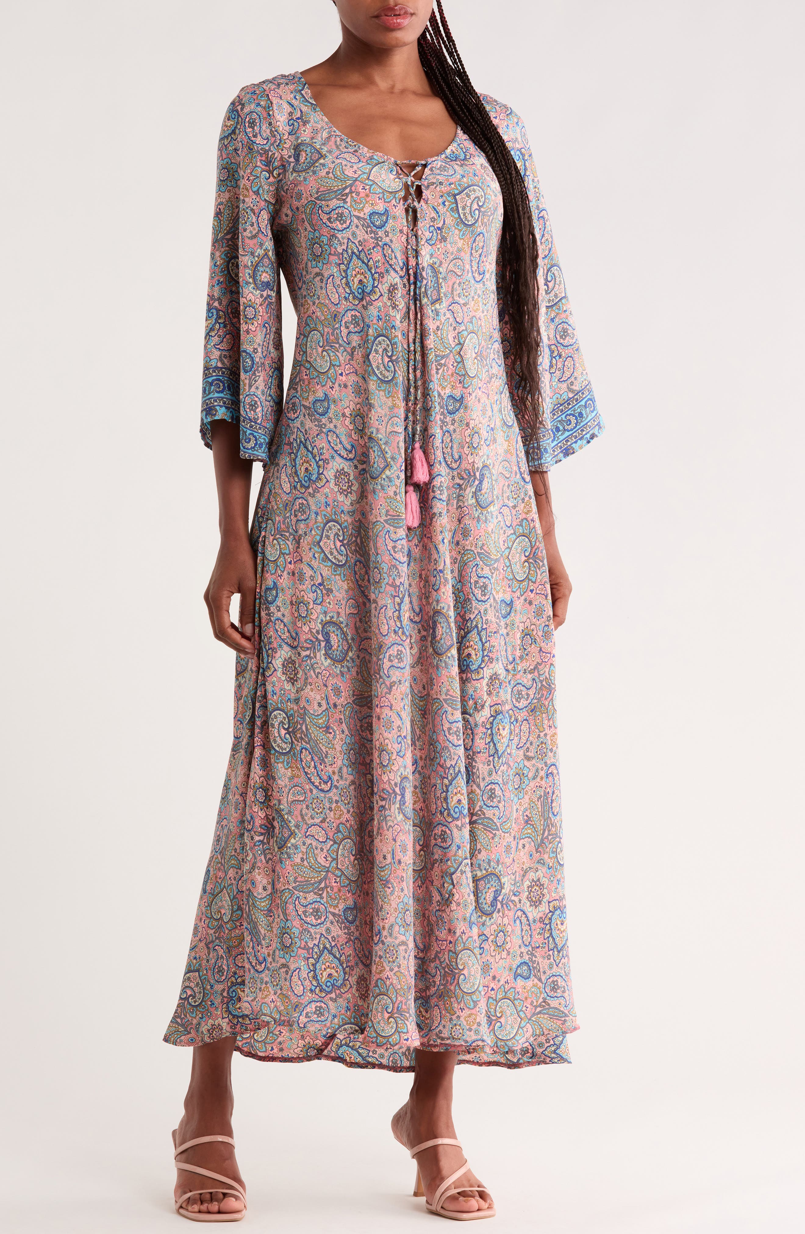 Three Quarter Sleeve Maxi Dress