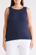 Caslon® Whipstitch Trim Rib Tank