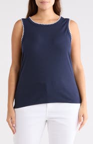 Caslon® Whipstitch Trim Rib Tank