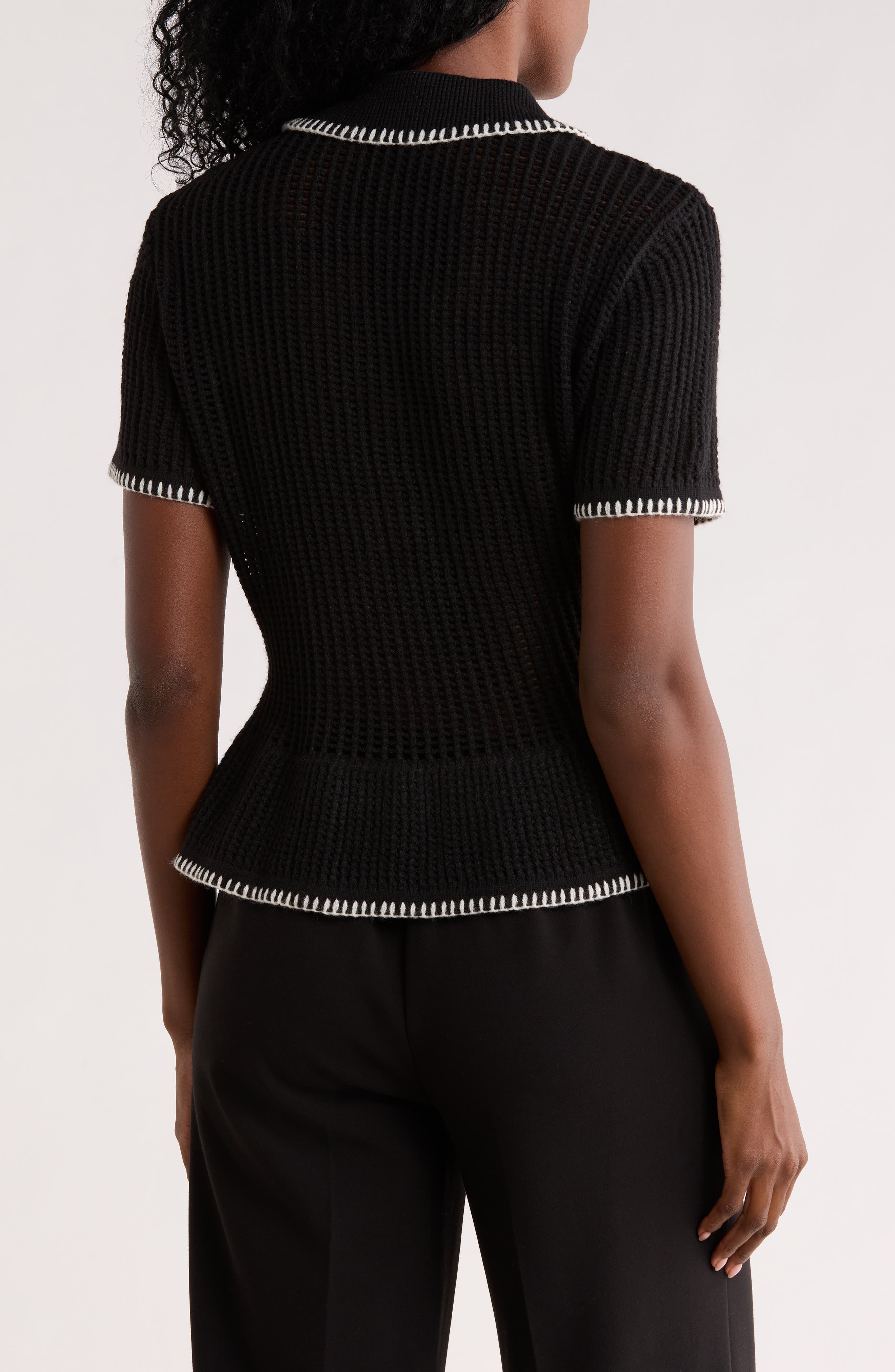 Open Stitch Polo Sweater - image 2