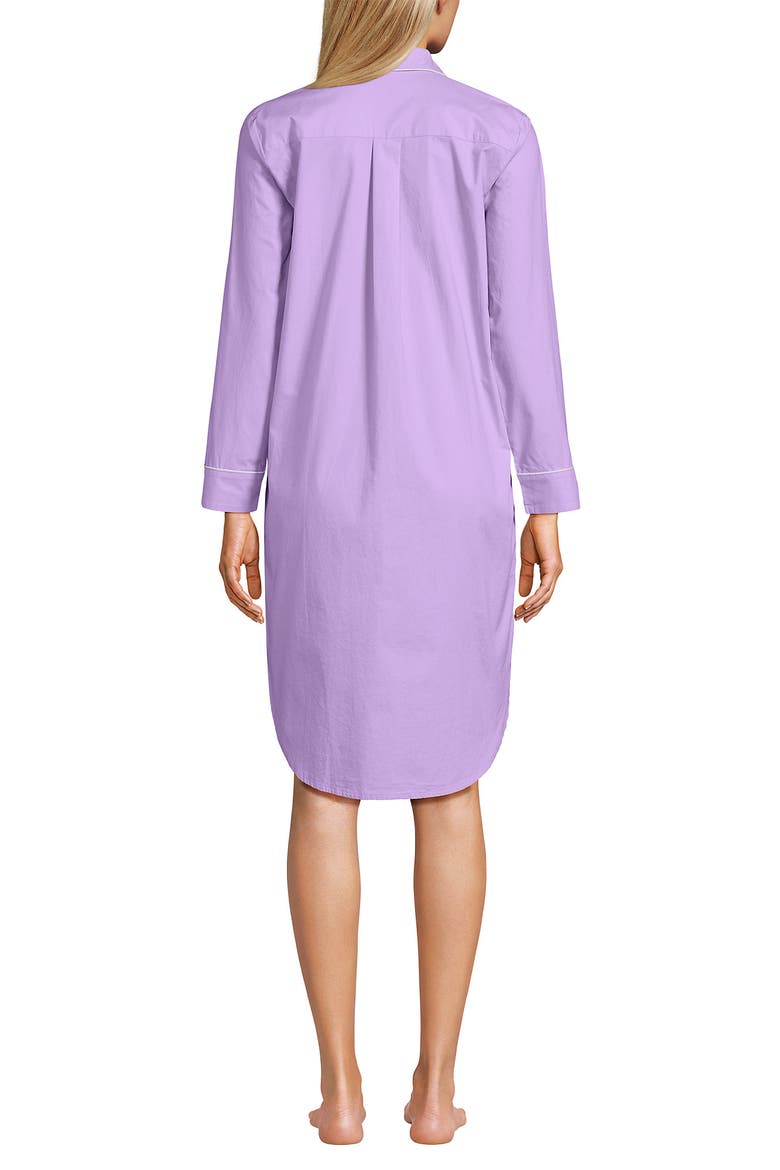 Plus Size Cotton Poplin Long Sleeve Sleepshirt Nightgown, Alternate, color, Whisper Lilac