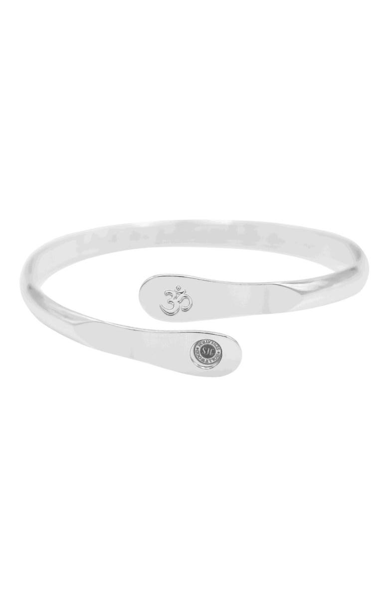 Hollywood Sensation Yoga Bracelets, Om Bracelets, Engraved Bracelets Inhale the future exhale the past- The Om Symbol, Alternate, color, Silver