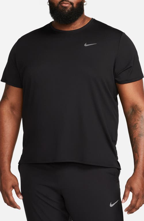 Nike Dri-fit Uv Miler Short Sleeve Running Top In Black