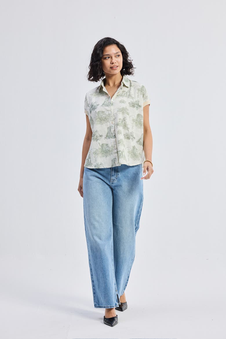 Relaxed-Fit Button-Down Shirt, Alternate, color, Light Green