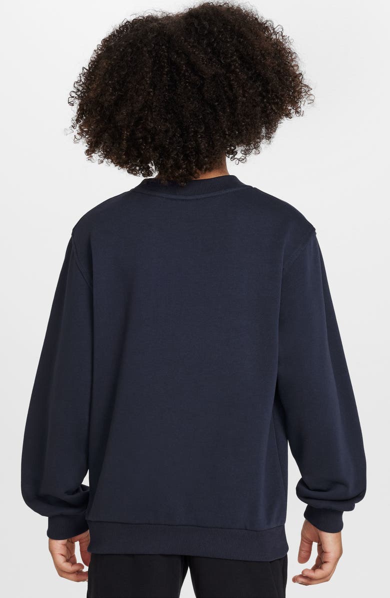 Nike Kids' Sportswear Club Oversize Crewneck Sweatshirt, Alternate, color, Obsidian/ University Red/ Gold