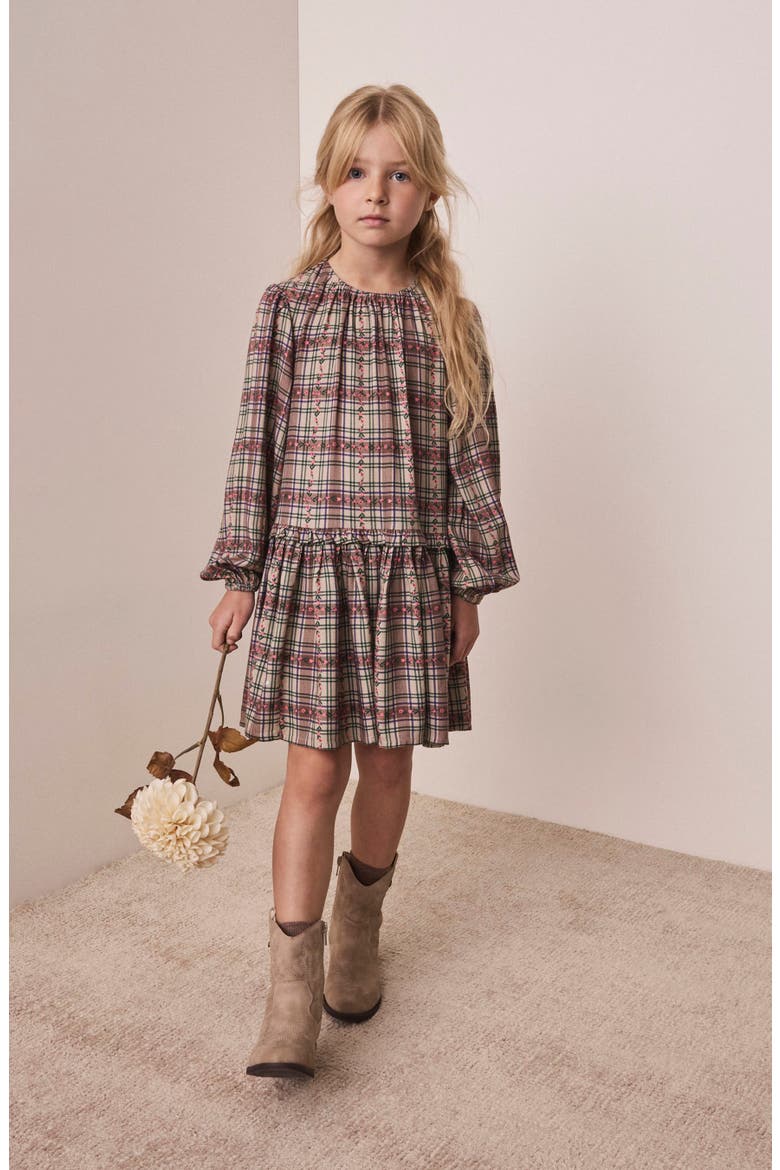 Kids' Check Skater Dress, Alternate, color, BROWN