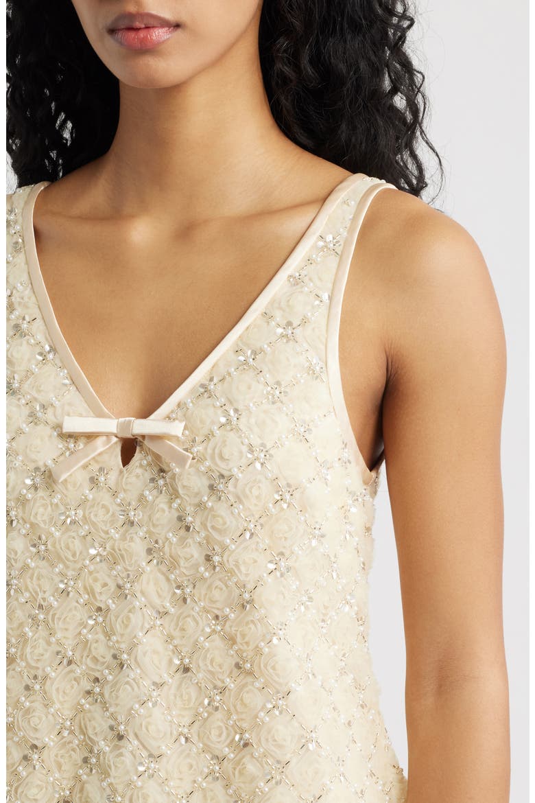 Jeanetta Beaded Cocktail Minidress, Alternate, color, BUTTER