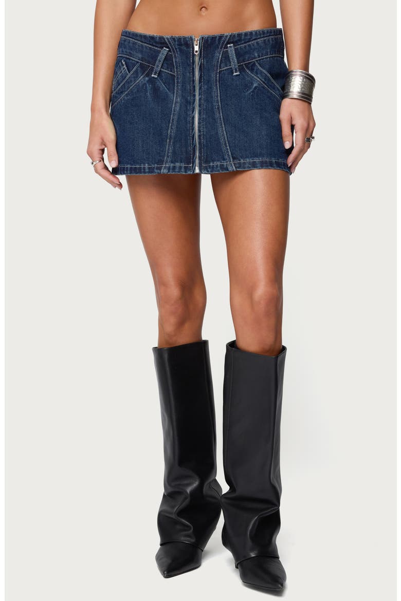 Sharlo Denim Miniskirt, Main, color, BLUE-VINTAGE-WASHED
