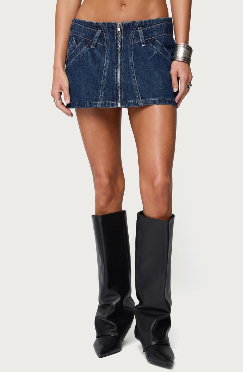 EDIKTED Sharlo Denim Miniskirt, Main, color, 