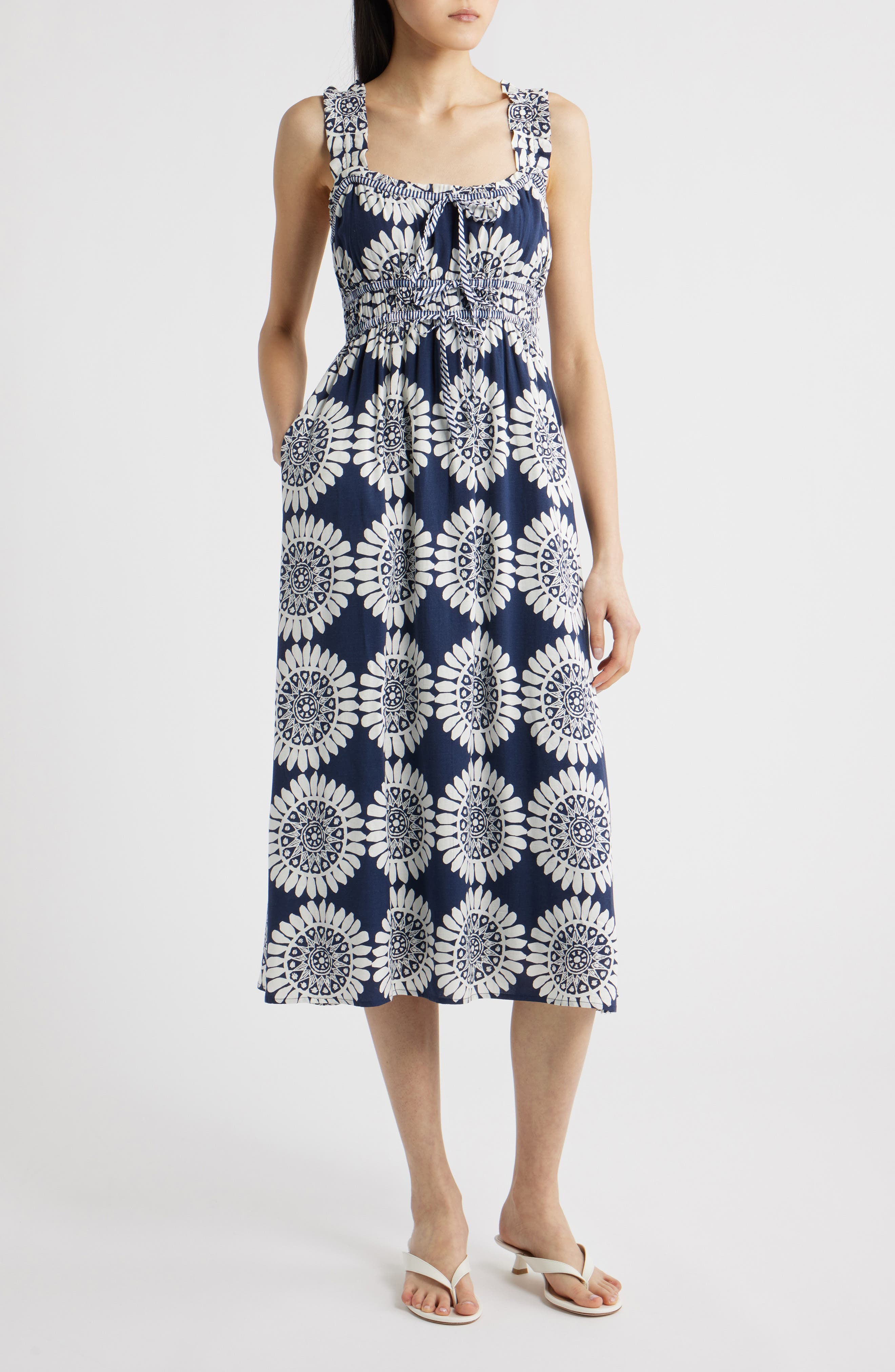 Shirred Bodice Midi Sundress
