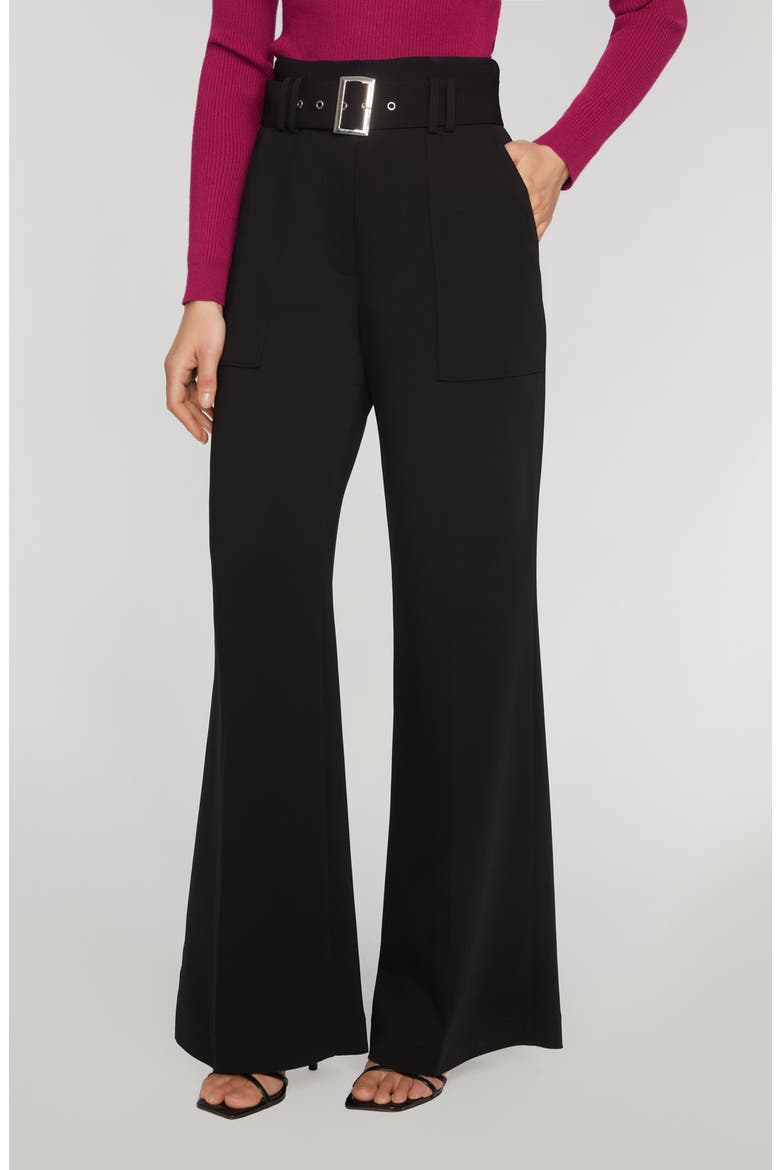 The Diana Belted High Waist Flare Pants, Alternate, color, NOIR