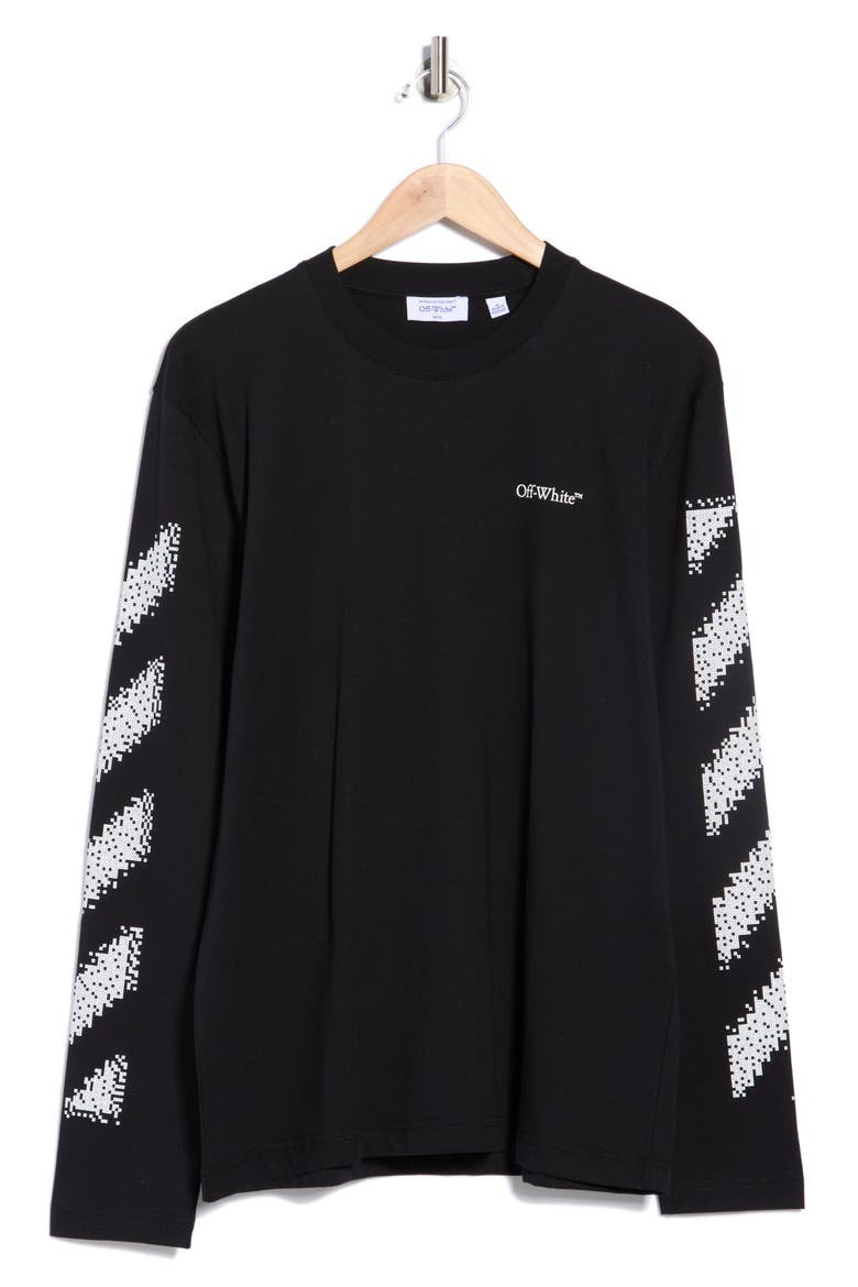 Pixel Diagonal Skate Long Sleeve T-Shirt, Alternate, color, BLACK-WHITE
