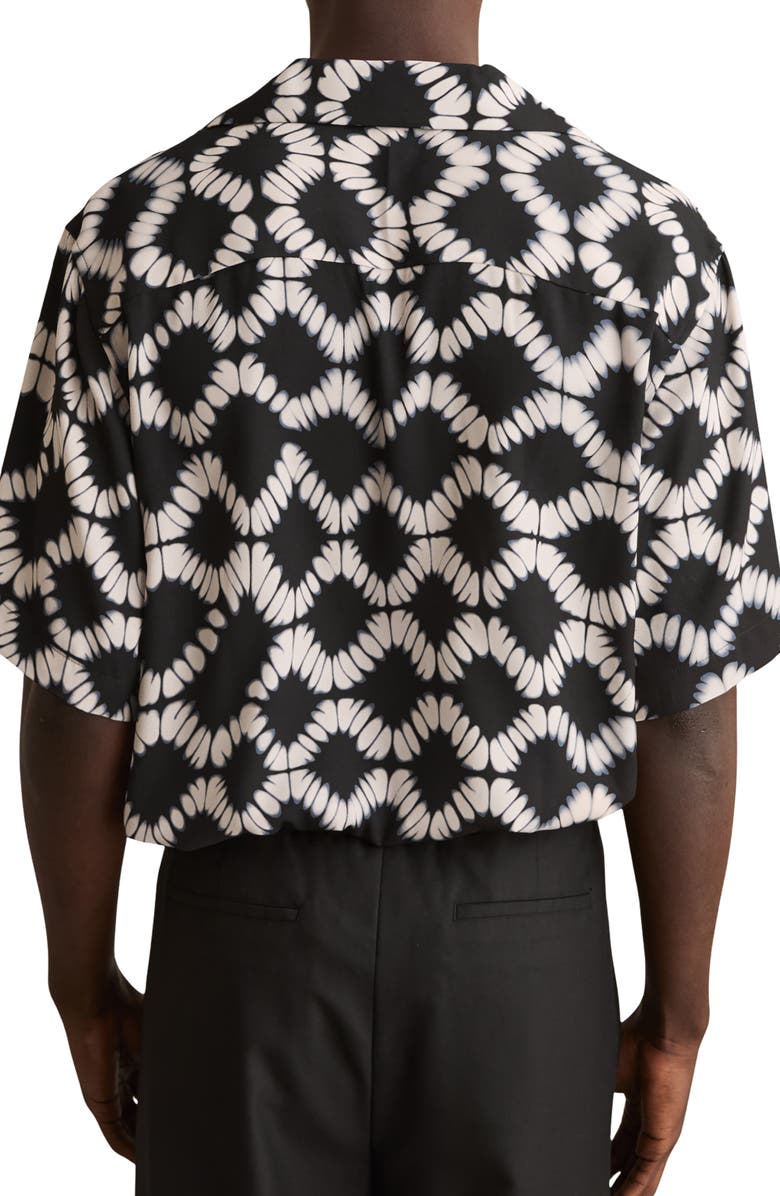 Reiss Makard Tie Dye Relaxed Fit Button-Up Shirt, Alternate, color, Black Multi