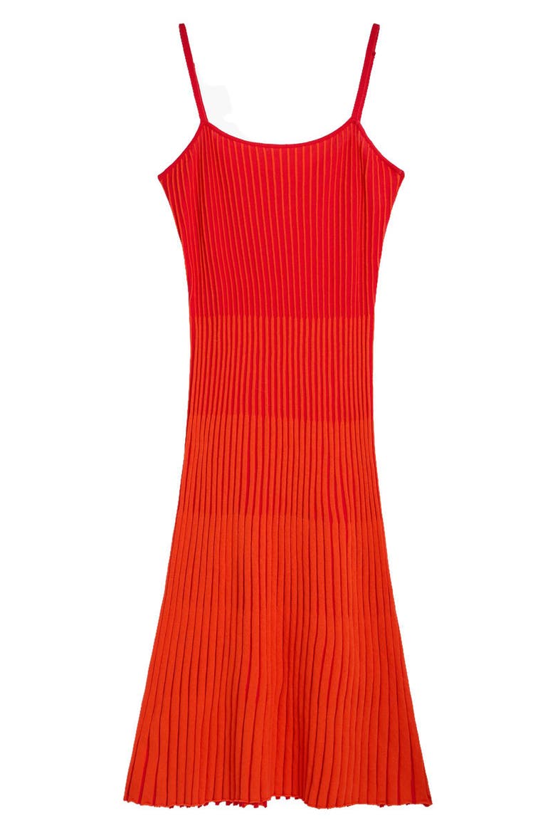 Rib Knit Spaghetti Strap Midi Dress, Alternate, color, RED
