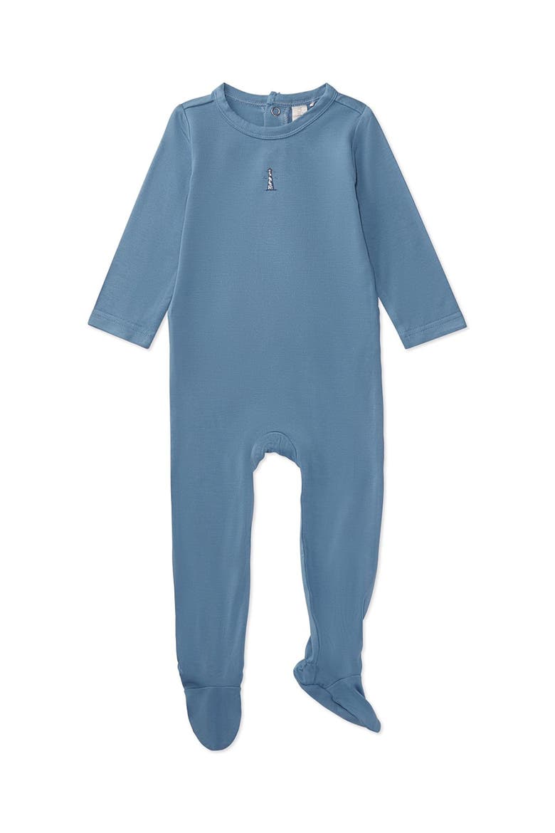 Solid Footie with Printed Lighthouse, Main, color, Blue Bell