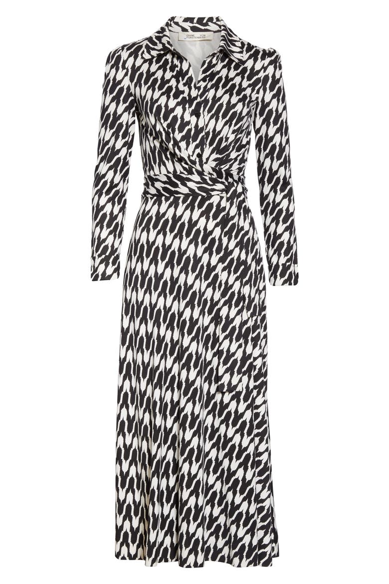 Sana Houndstooth Long Sleeve Dress, Alternate, color, EMPIRE HOUNDSTOOTH IVORY