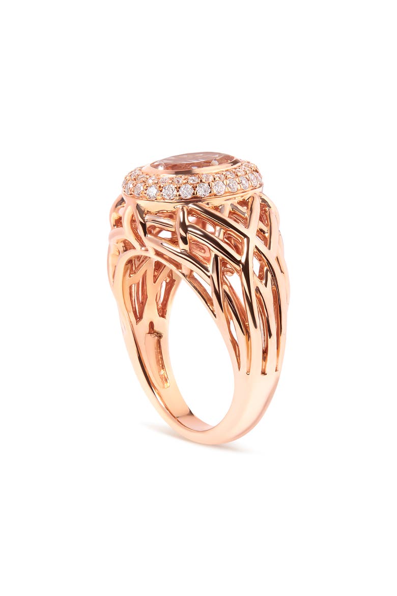 14K Gold Morganite & 3/8 Cttw Diamonds Cocktail Ring, Alternate, color, Pink