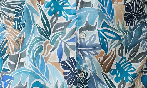 Rodd & Gunn Admiralty Bay Front Print Short Sleeve Cotton Button-up Shirt In Lagoon