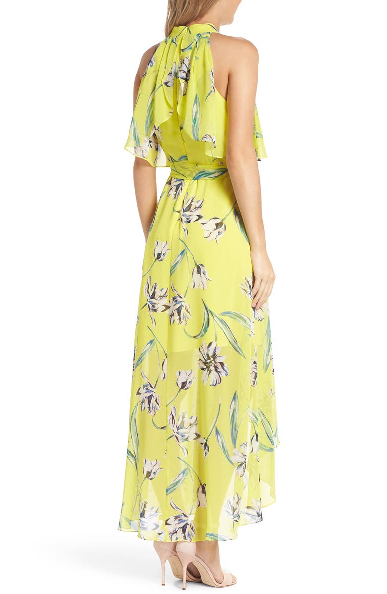 Eliza J Halter Neck Chiffon Maxi Dress, Alternate, color, 