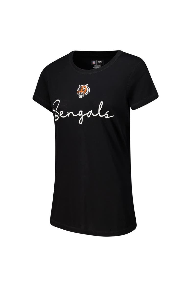 Women's Concepts Sport Cincinnati Bengals Vector T-Shirt & Flannel Pants Sleep Set, Alternate, color, Black
