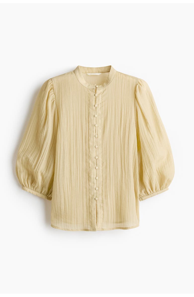 H&M Balloon-sleeved blouse, Alternate, color, Light Yellow