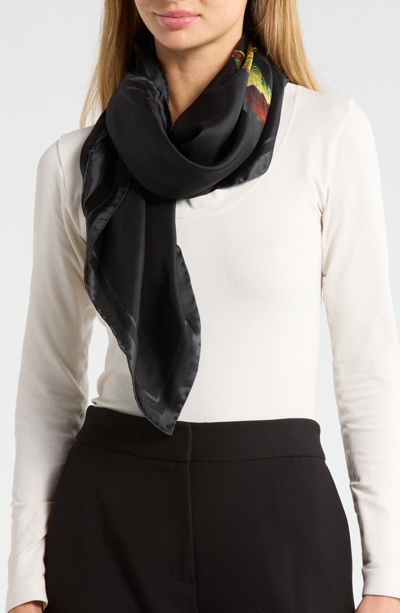 Givenchy Flowers Silk Scarf, Main, color, Black