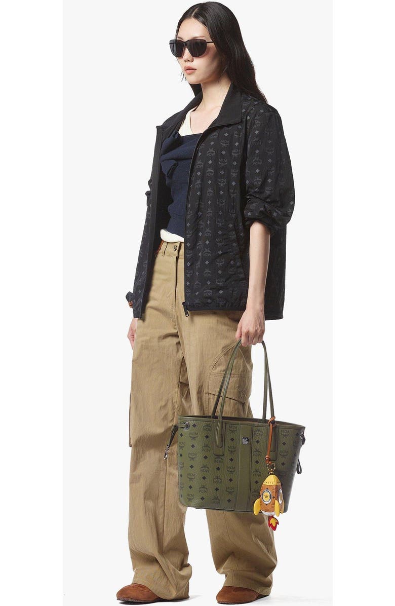 MCM Small Liz Shopper in Visetos, Alternate, color, Khaki Moss