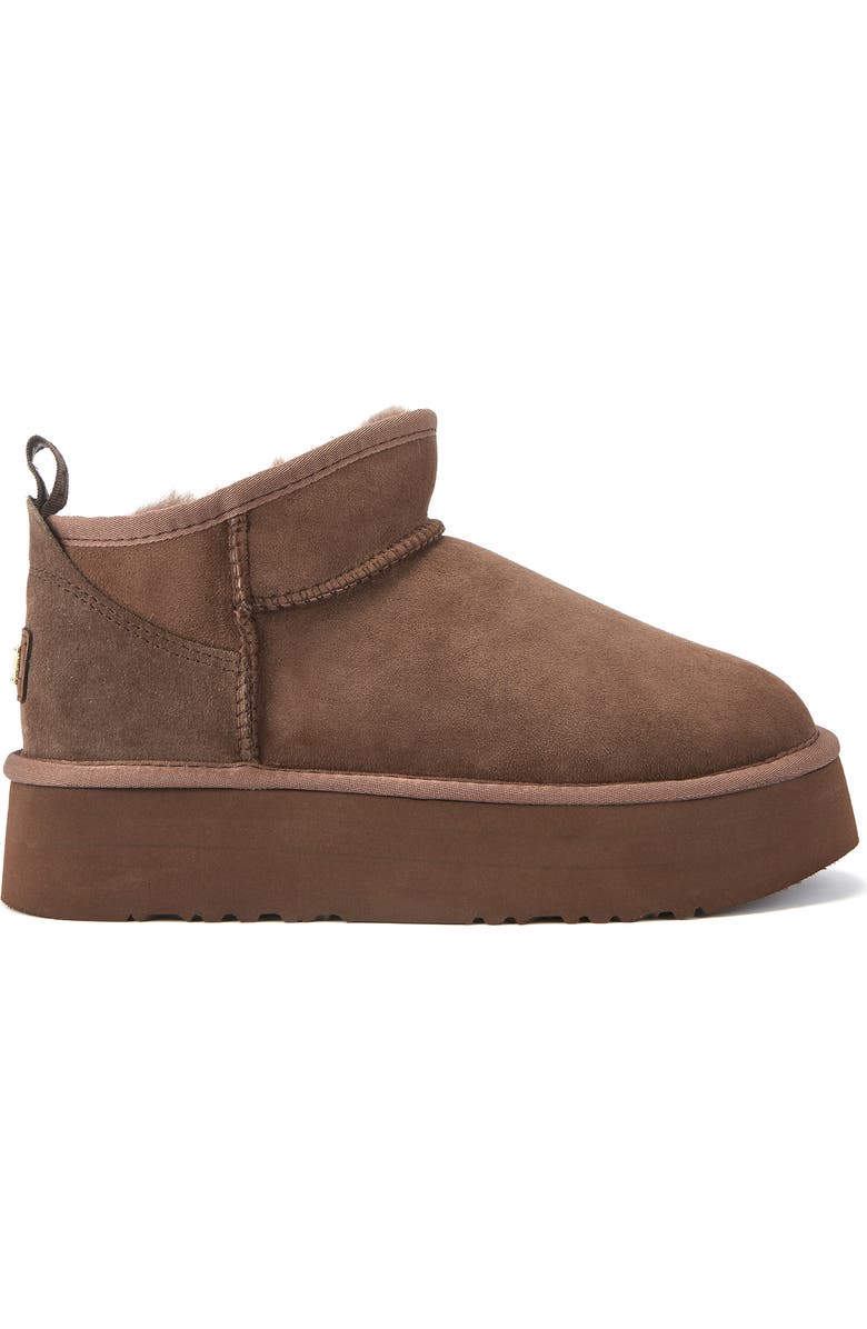 Australia Luxe Collective Cosy Ultra Short Genuine Shearling Platform Bootie, Alternate, color, Burnt