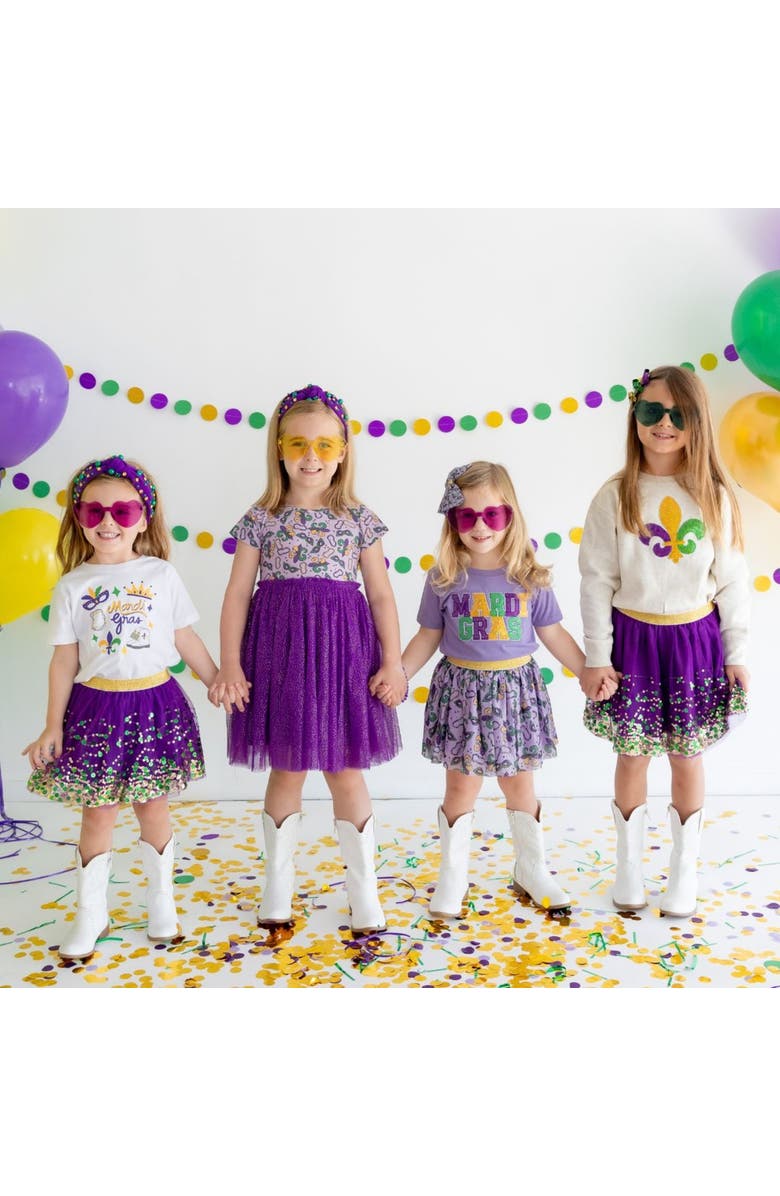 Sweet Wink Mardi Gras Short Sleeve Tutu Dress, Alternate, color, 