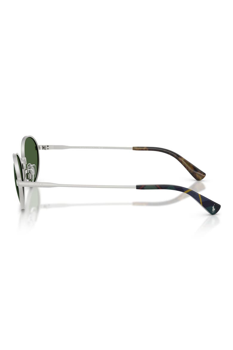 53mm Oval Sunglasses, Alternate, color, SHINY SILVER / BOTTLE GREEN