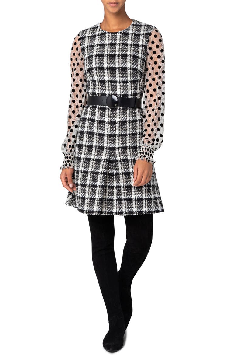 Akris punto Gossamer Long Sleeve Super Lightweight Tweed Dress, Alternate, color, 