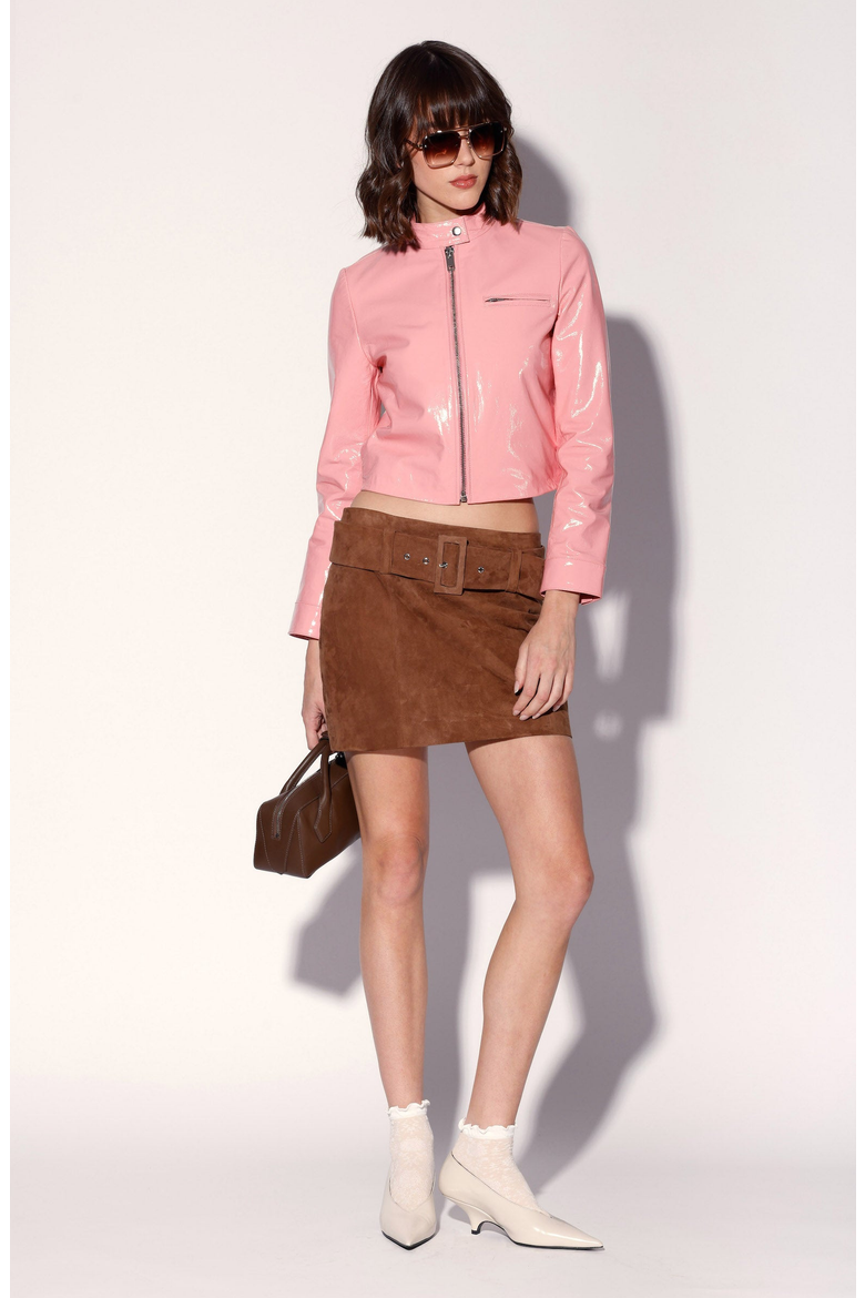 Krista Patent Leather Jacket, Alternate, color, Petal Pink Patent