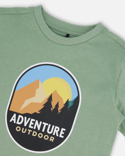 DEUX PAR DEUX DEUX PAR DEUX LITTLE BOY'S ORGANIC COTTON GRAPHIC TEE SAGE AND MULTI