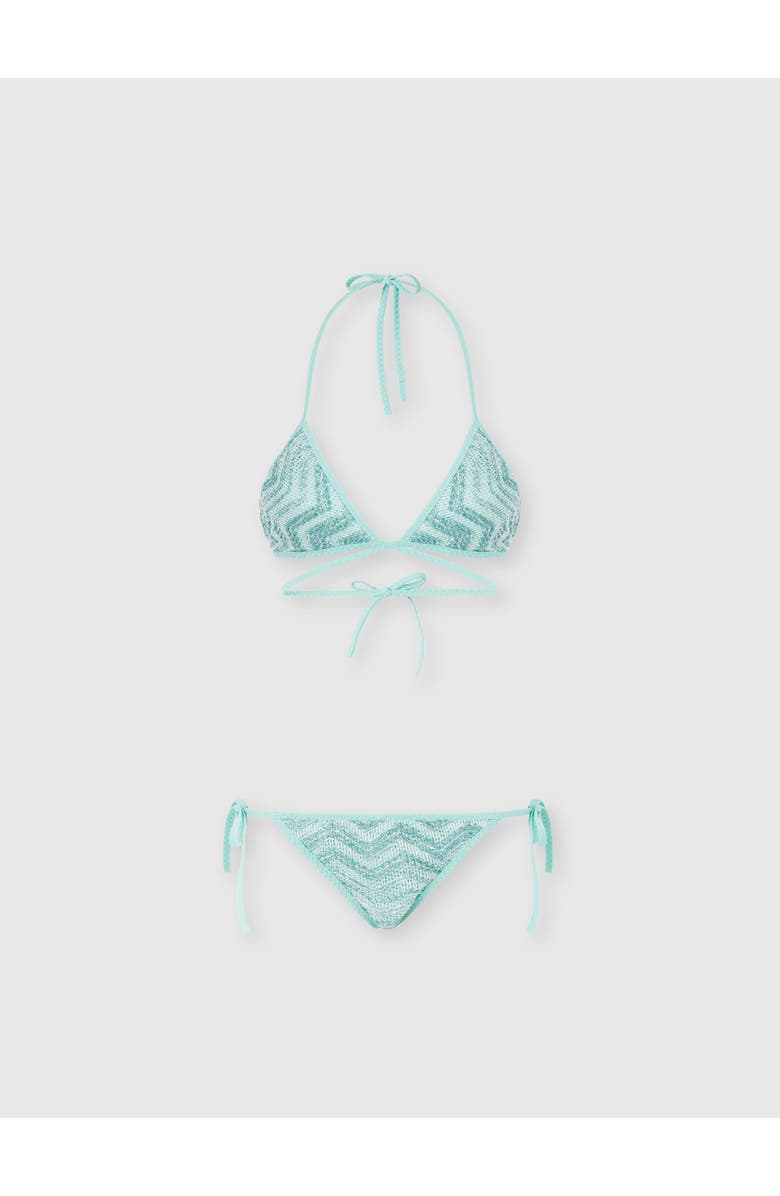 Missoni Triangle Mesh Bikini With Zigzag Pattern And Sequins, Main, color, Light Blue