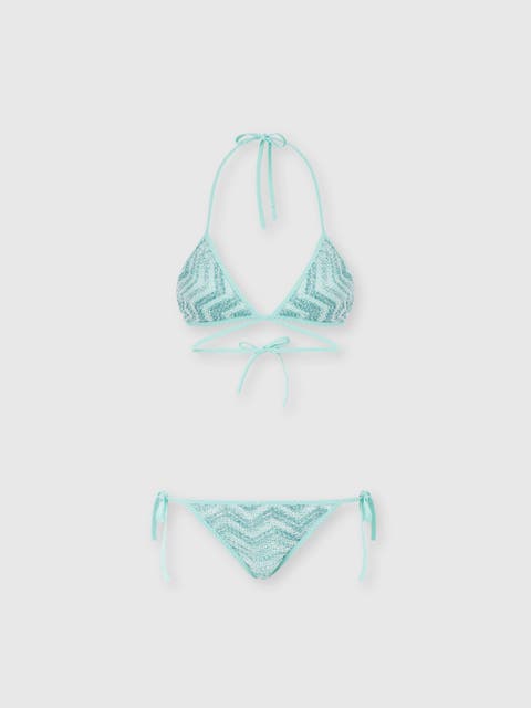 Triangle Mesh Bikini With Zigzag Pattern And Sequins