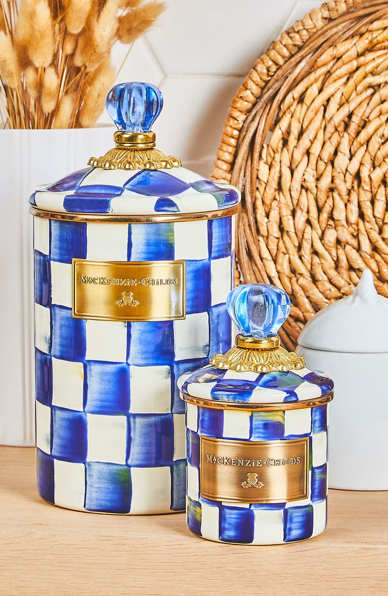 MACKENZIE CHILDS Royal Check Enameled Steel Canister, Alternate, color, 