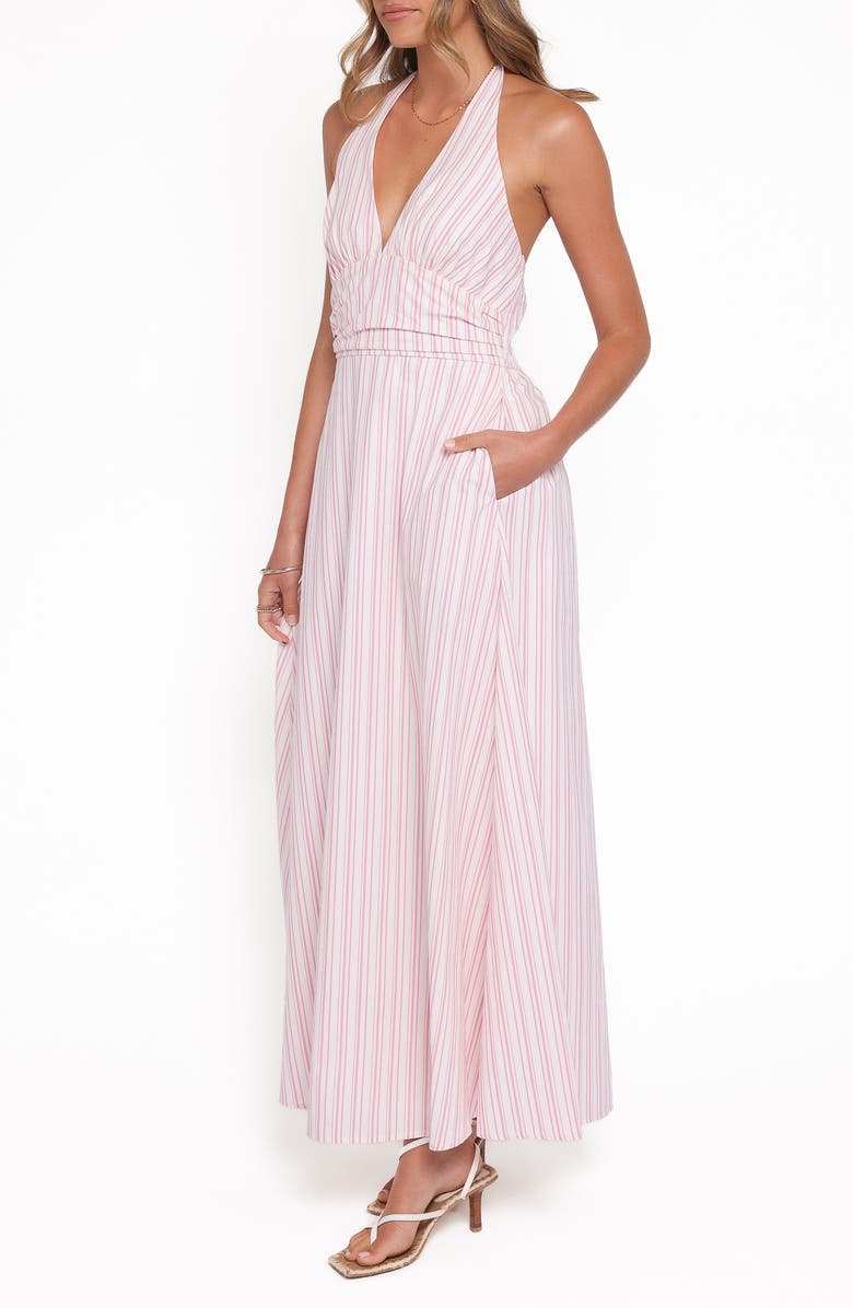Petal & Pup Marie Stripe Halter Maxi Dress, Alternate, color, Pink Stripe