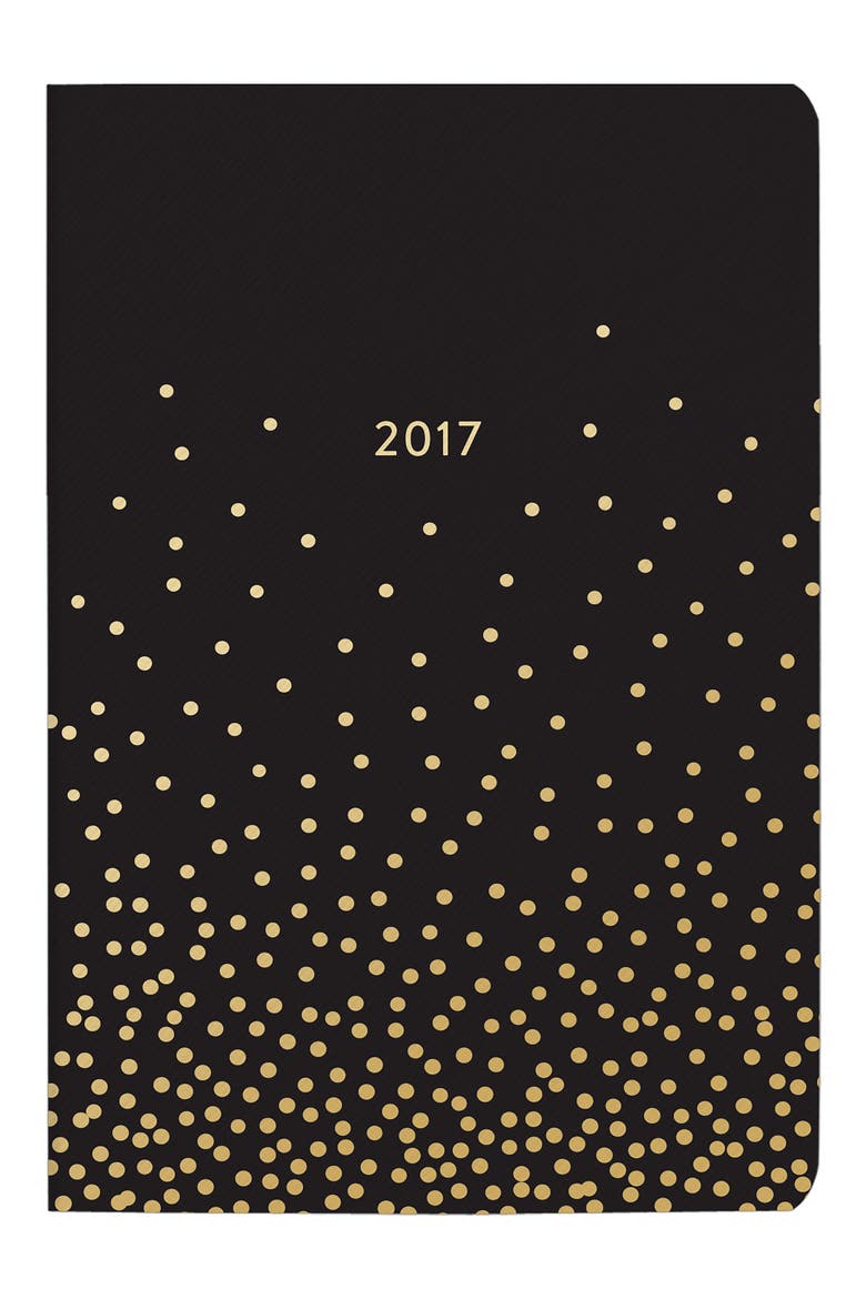 Black Confetti 2017 Planner, Main, color, BLACK