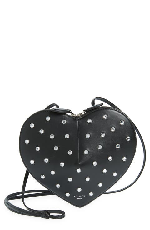 Le Coeur Crystal Embellished Lambskin Leather Crossbody Bag