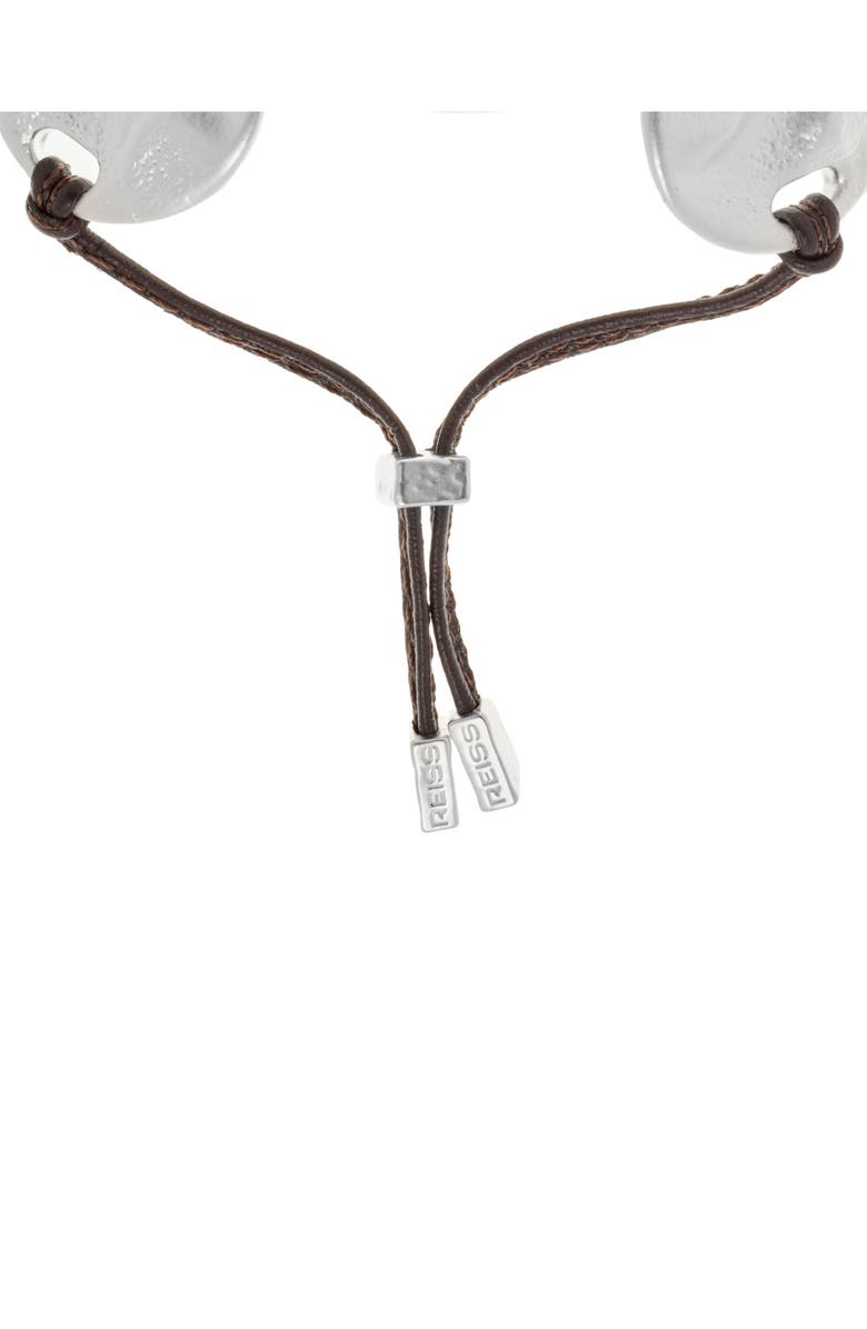 Reiss Ona Leather Cord Bracelet, Alternate, color, Silver Tone / Brown