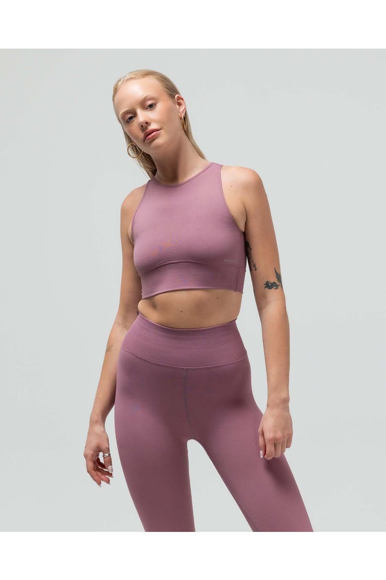 The Jersey Keyhole Sports Bra W/Fused Waist Band, Main, color, MAUVE