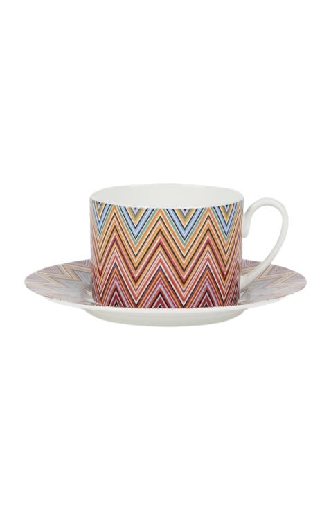 Zigzag Jarris Set Of 6 Tea Cups 
Saucers