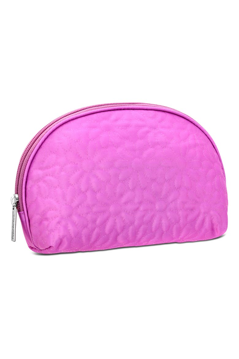 Kids' Quilted Floral Nylon Cosmetics Bag, Alternate, color, PURPLE
