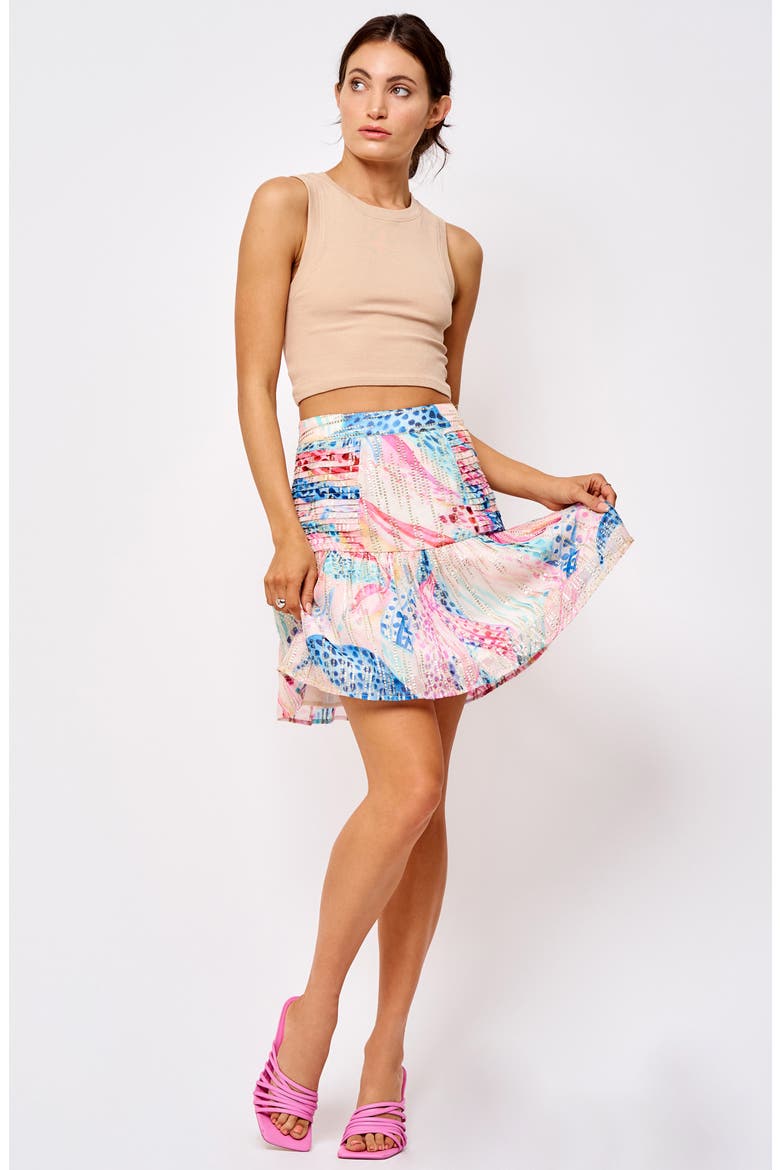 Charaya Floral Printed Miniskirt, Alternate, color, RED MULTI