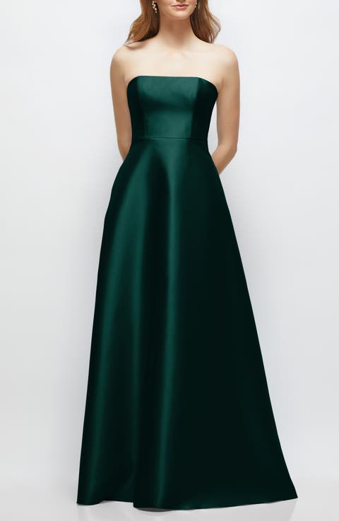 Strapless Satin Gown