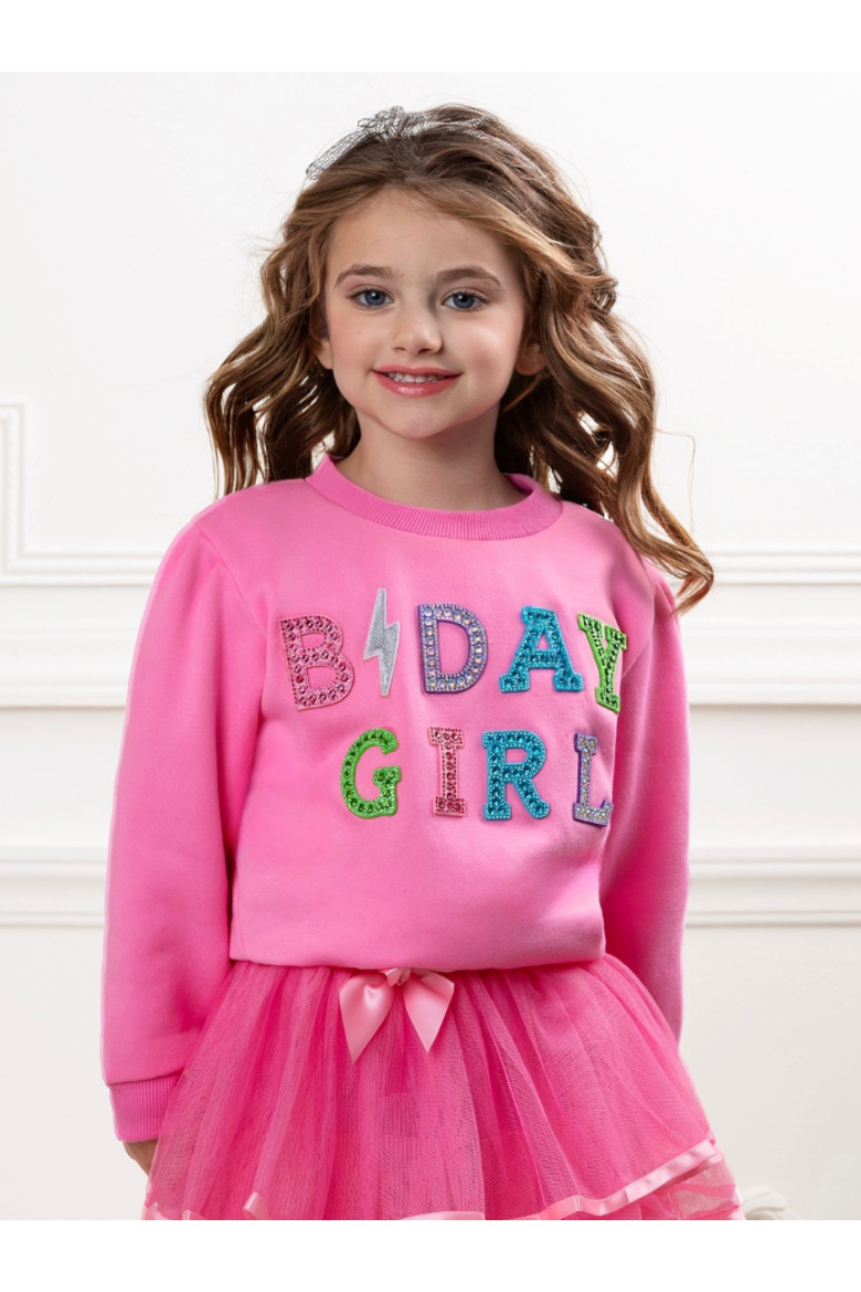 Color Pop Birthday Girl Gem Sweatshirt, Alternate, color, Pink
