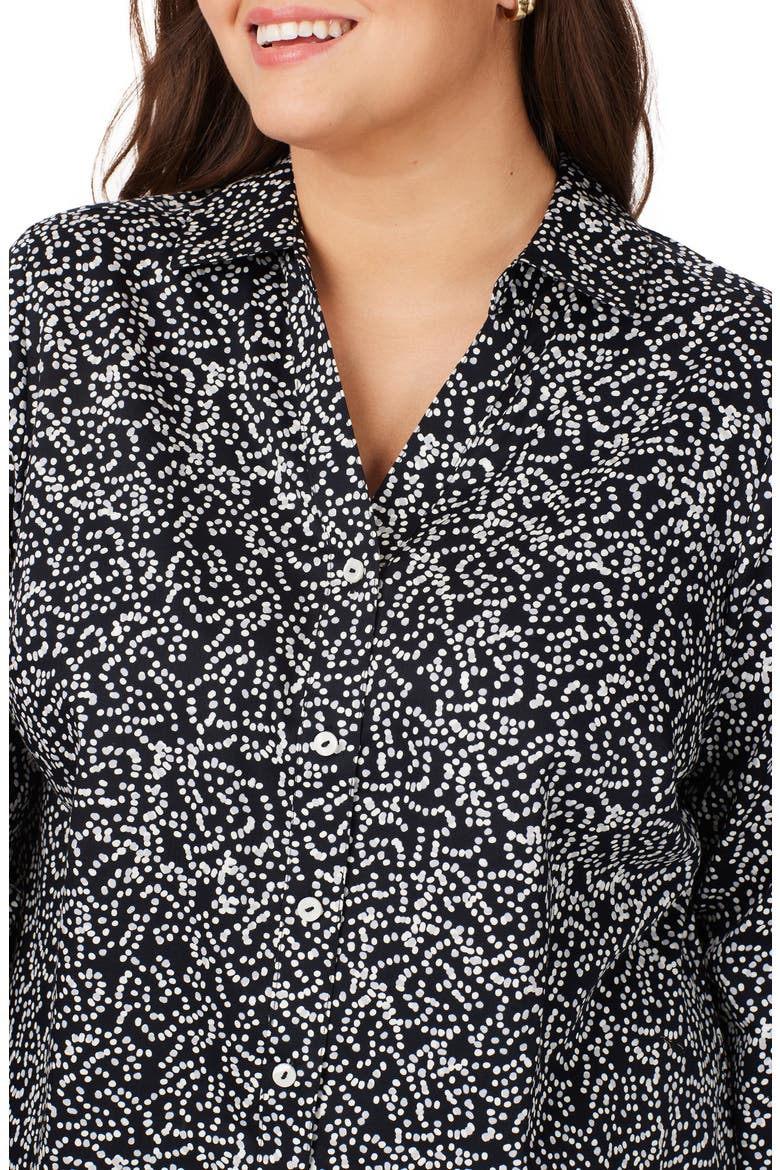 Faith Dot Print Cotton Button-Up Tunic Shirt, Alternate, color, BLACK MULTI