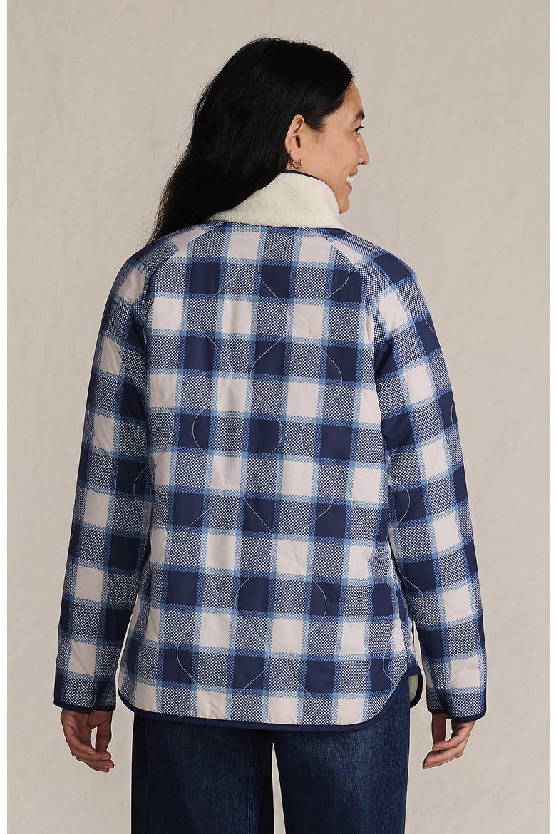 High Pile Fleece Reversible Mixed Media Long Jacket, Alternate, color, Ivory/Navy Check