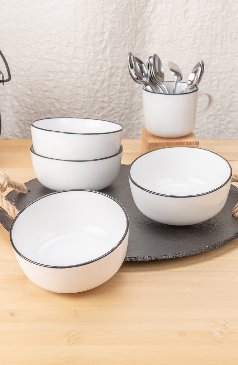 BIA Cordon Bleu Set of 4 Silhouette Porcelain Soup/Cereal Bowls, Alternate, color, White W/Black