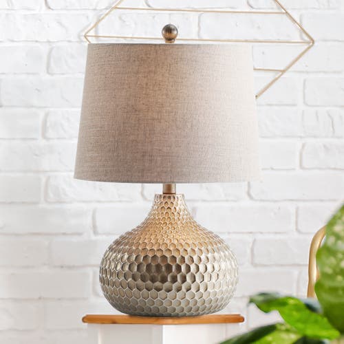 Jonathan Y Bates 22" Honeycomb Led Table Lamp In Antique Brown